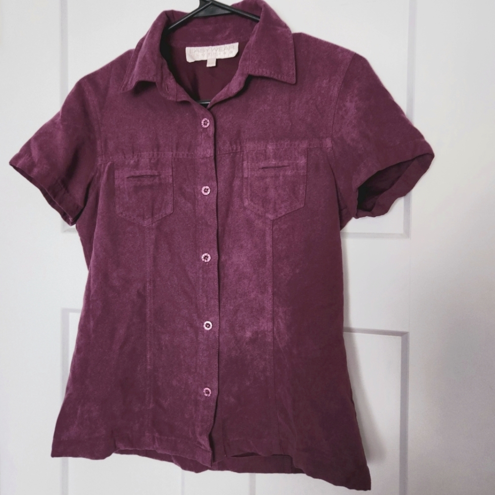 Faux Suede Button Down Shirt